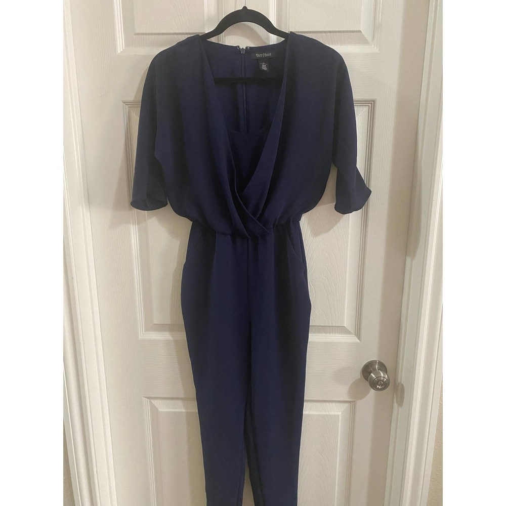 White House Black Market Dolman Sleeves Navy Surplice Utility jumpsuit Size 00